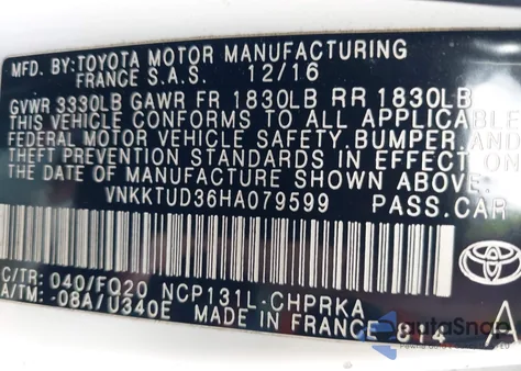 2017 Toyota Yaris L z USA, uszkodzony, nr VIN VNKKTUD36HA079599